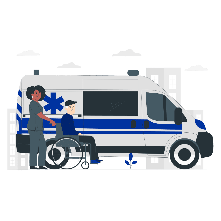 Ambulancia recoge paciente enfermo en su hogar