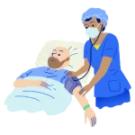 Hombre es examinado por médica profesional